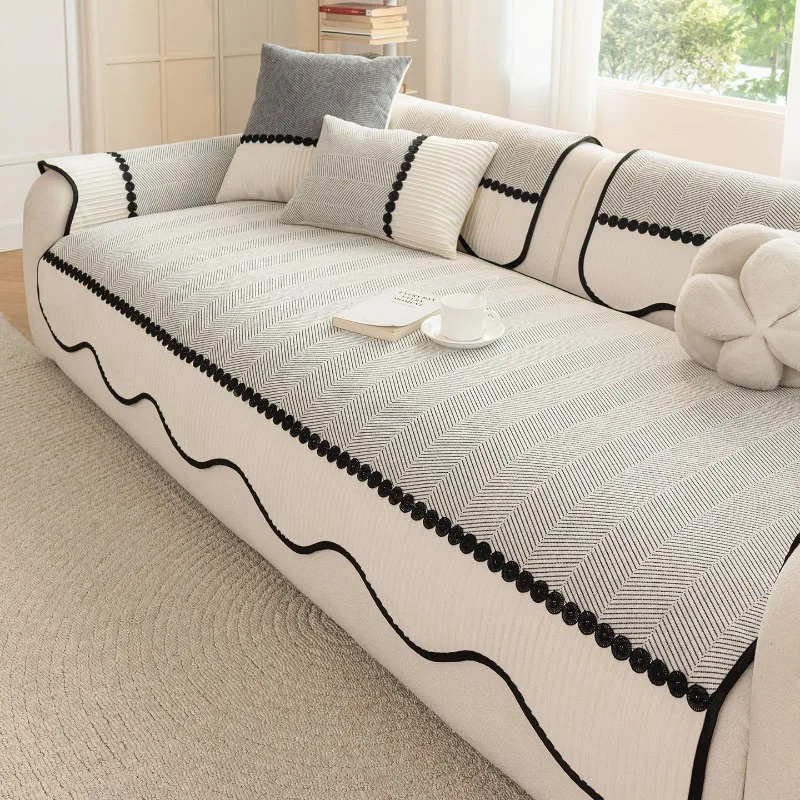 Chenier Irregular Shaped Sofa Cover Fabric One-piece Anti Slip Sofa Cushion Cover Comfortable and Soft Suitable for All Seasons
