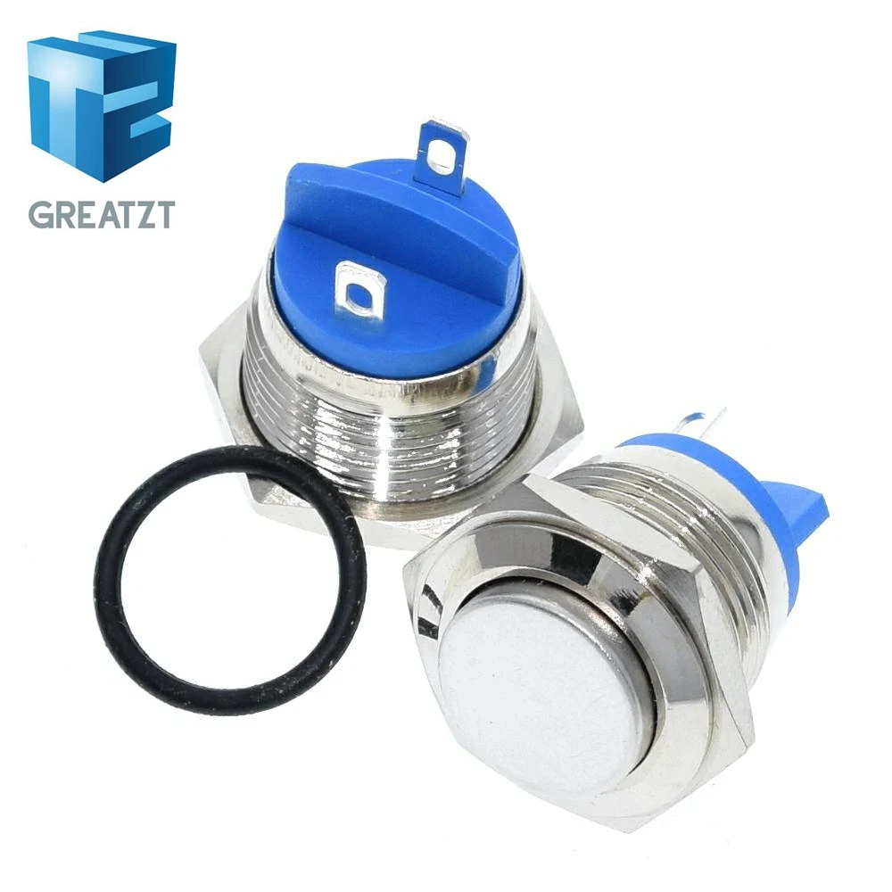GREATZT 16mm metal push button waterproof nickel plated brass button switch press button reset 1NO high round momentary