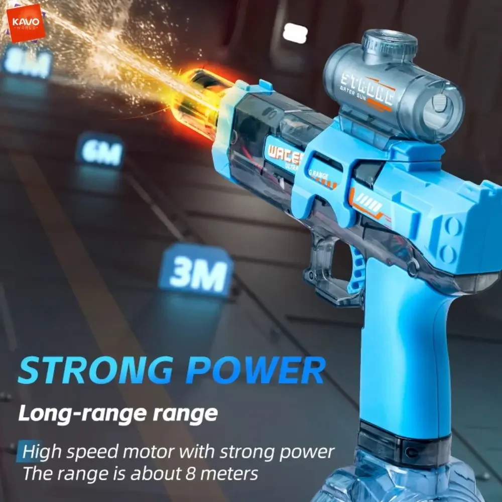 KAVOWORLD Automatic Continuous Electric Water Blaster Toy Rechargeable Long Range Shooting Summer Party Pool Beach for Children