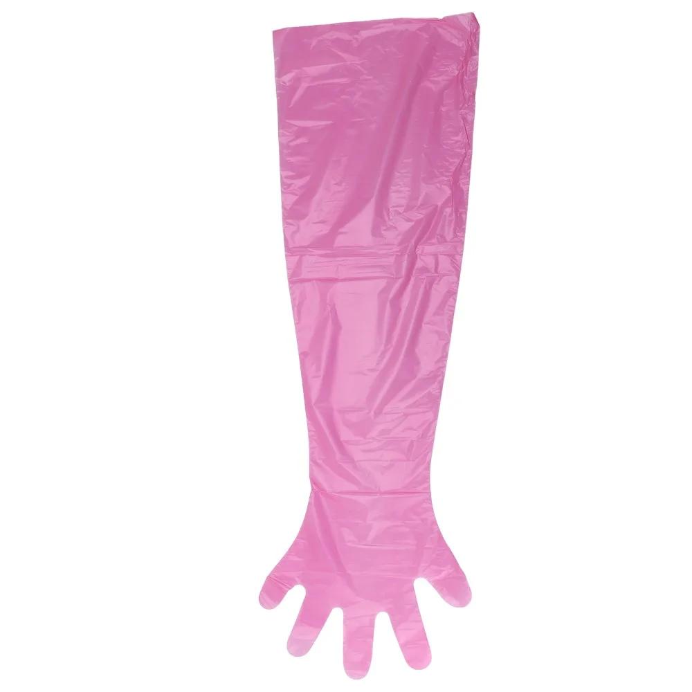 100pcs Thickened Disposable PE Gloves PE Angled Opening Long Arm Gloves Disposable 90cm Length Veterinary Dressing Gloves