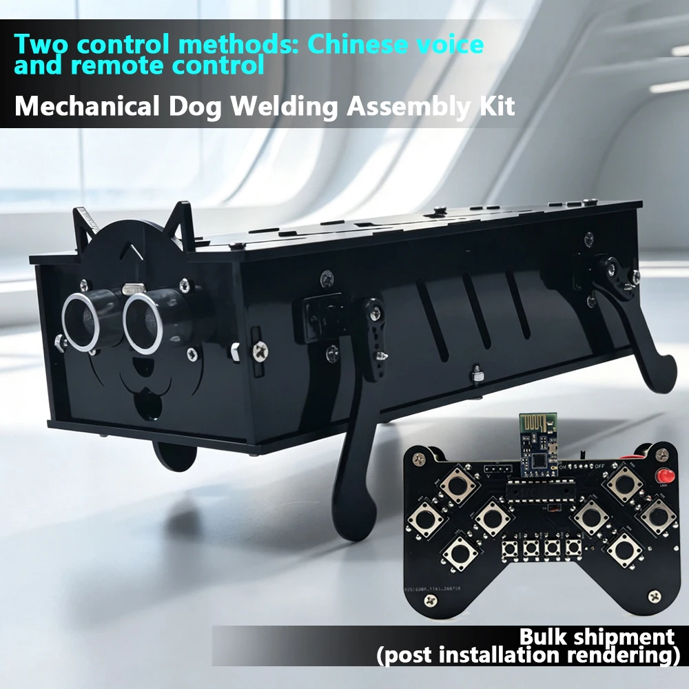 Four-Legged Bionic Robot Dog DIY Welding Assembly Kit, Voice Remote Control Dual Control, Electronic Circuit Learning Welding Practice, Hand-Assembled Machine Model, Maker Gift for Radio Enthusiasts, Smart Science Gift