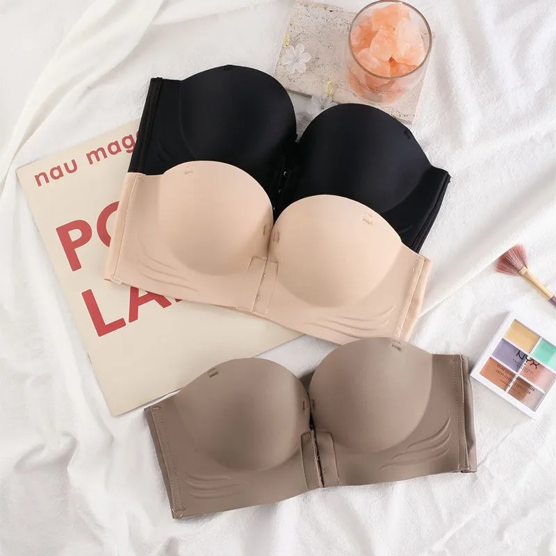 FINETOO Women's Small Chest Underwear Push-up Front Buckle Bras Sexy Breathable Gathered Breast Removable Straps Tops Lingerie image 3