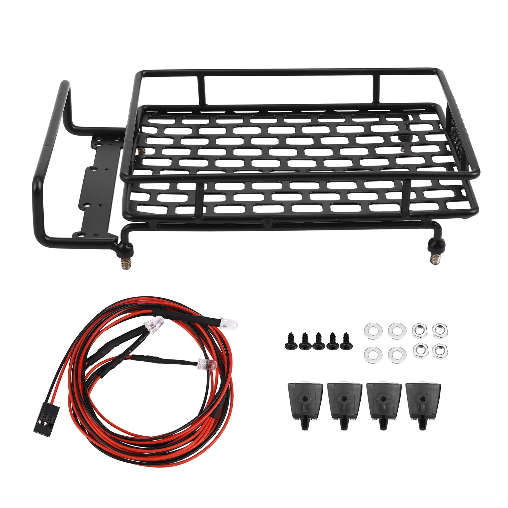 Metal 170X115mm Luggage Carrier Roof Rack with LED Lights for Tamiya CC01 CR01 RC4WD D90 Axial SCX10 1/10 RC Crawler Car