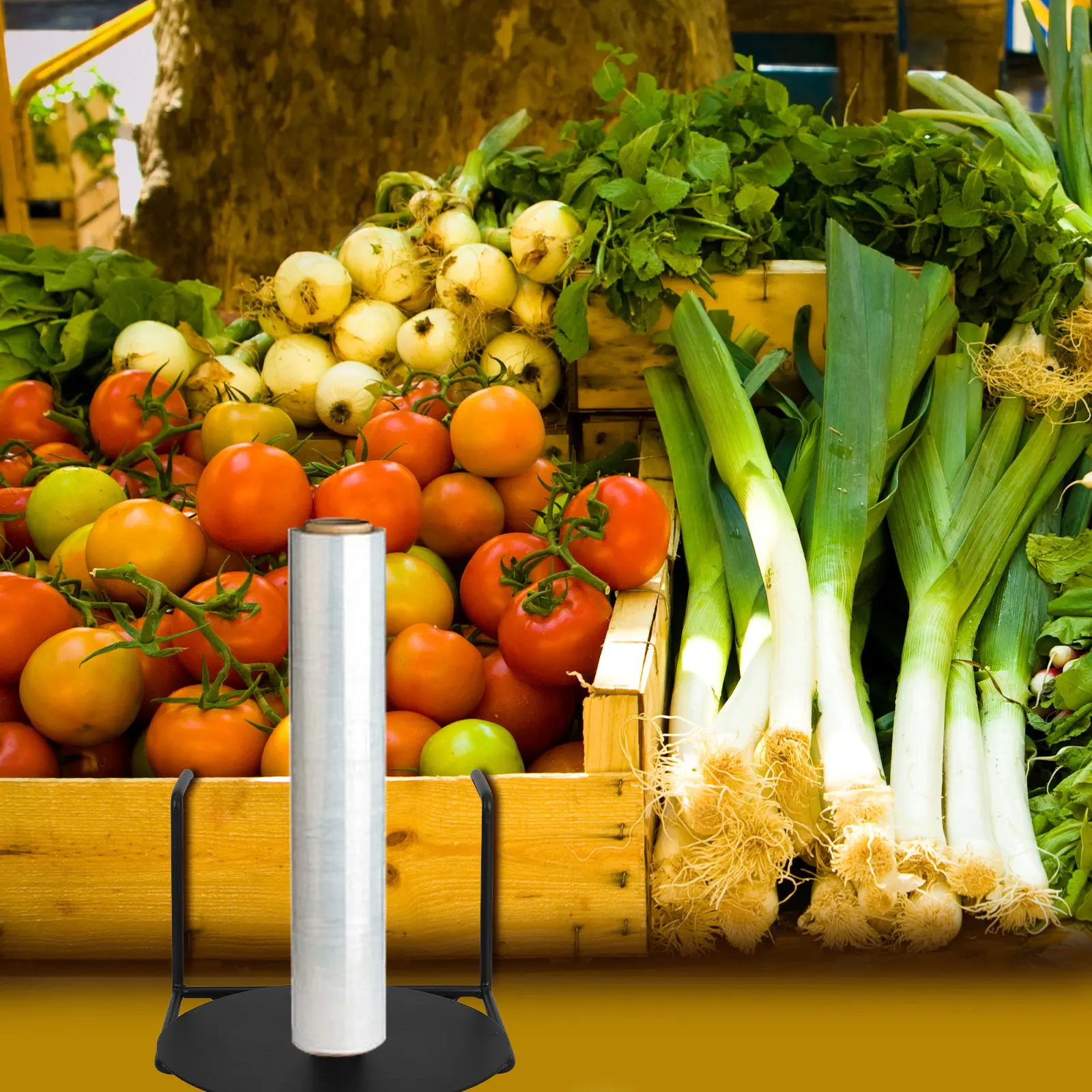 Wall-Mounted Produce Bag Holder Heavy Duty Metal Grocery Bag Roll Dispenser Rack for Supermarket Convenience Store Bulk Section