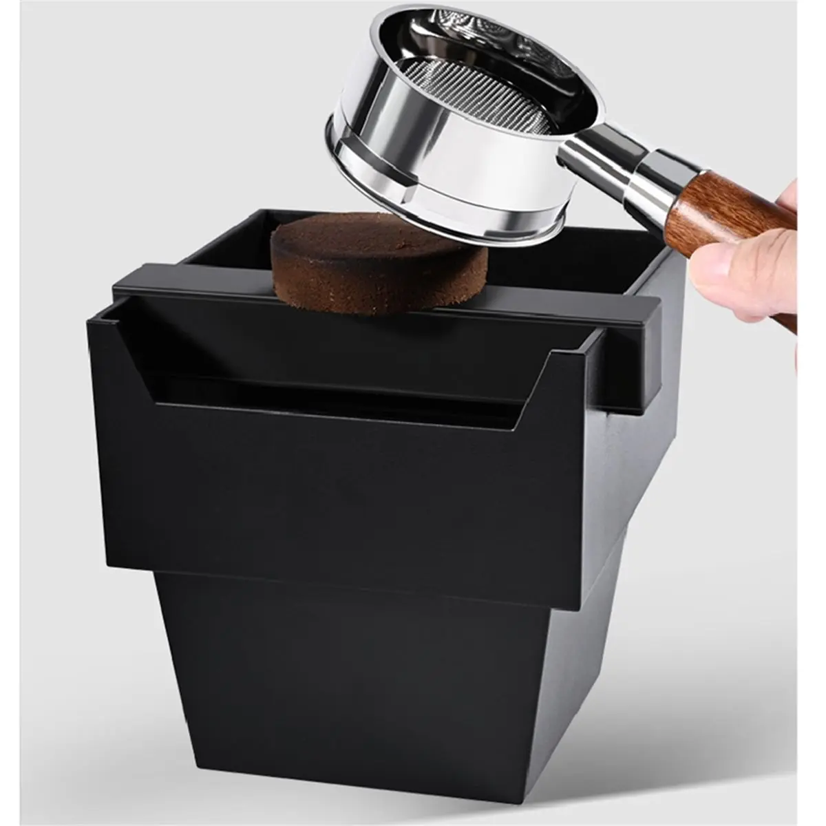 Espresso Knock Box, Baristas Style Espresso Grounds Knock Box, Removable Silicone Knock Rod, Silicone Non-Slip Base A