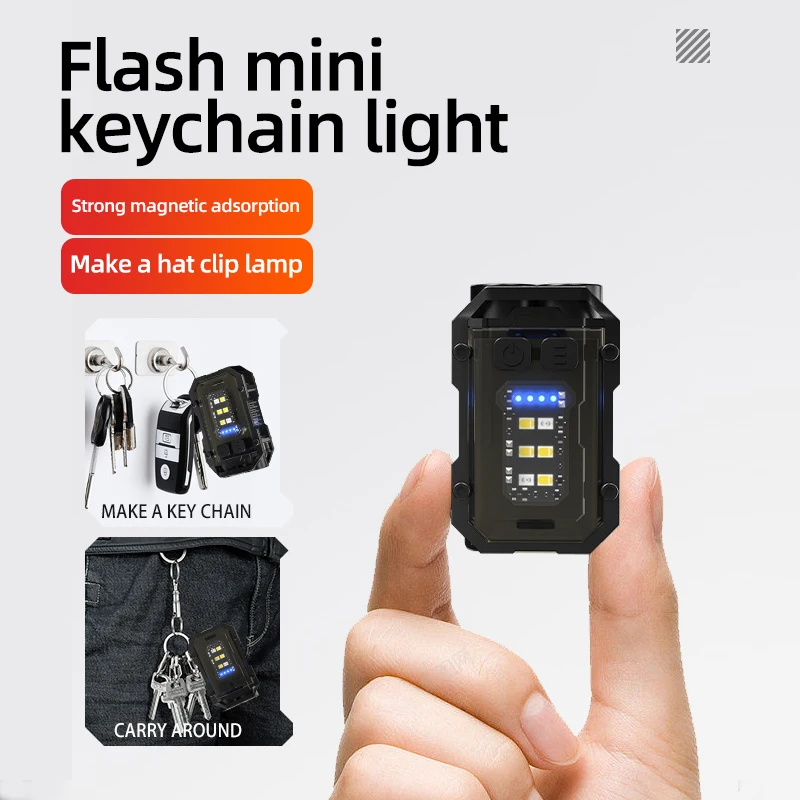 

Powerful Pocket Torch Light Magnetic Flashlight Super Bright LED Multifunctional Linterna COB LED EDC Mini Keychain Flashlight