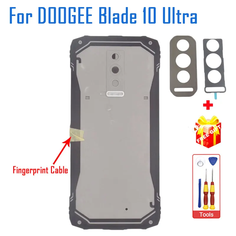 Original DOOGEE Blade 10 Ultra Battery Cover Bottom Shell With Rear Camera Decorative Parts Adhesive For DOOGEE Blade 10 Ultra