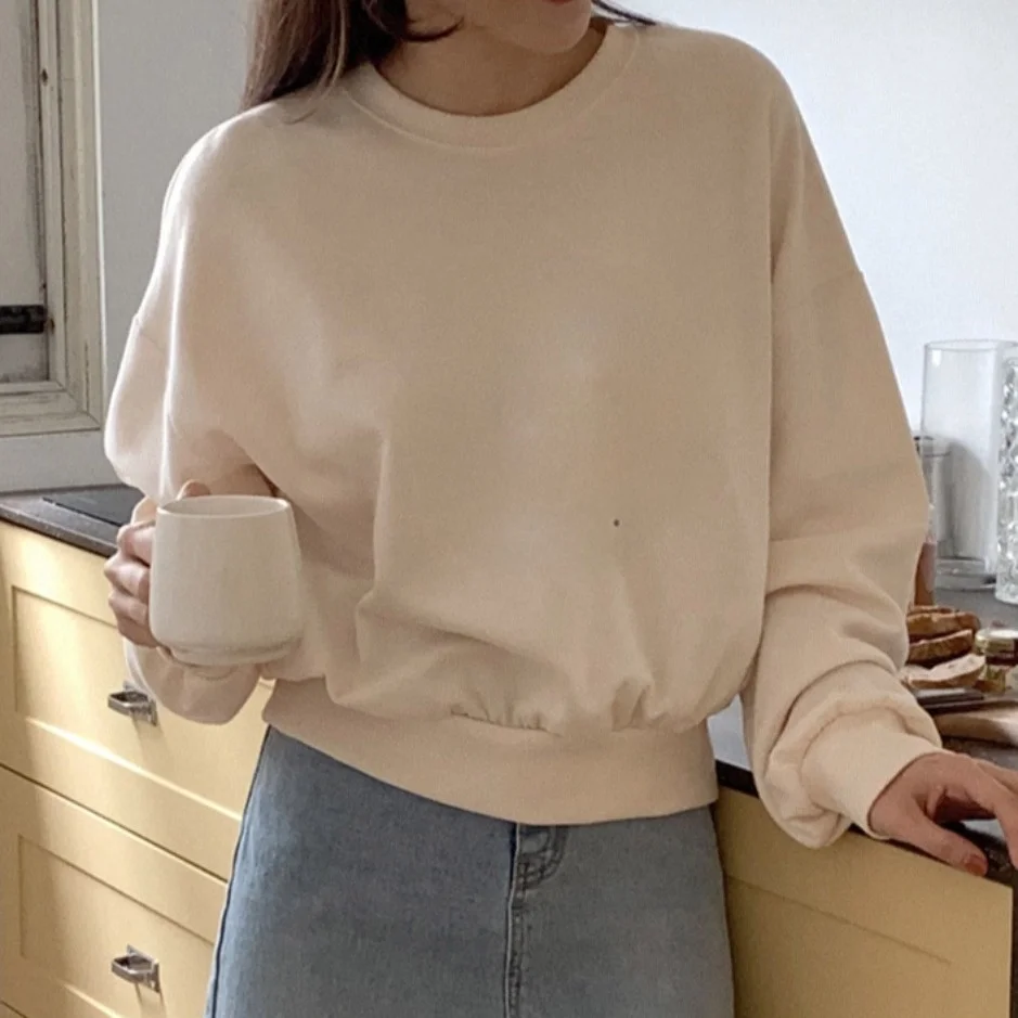 Chic Autumn Winter Fce Lined Thiened Letter Print round Ne Sweatirt Women's Vintage Design Anti-Aging Quali