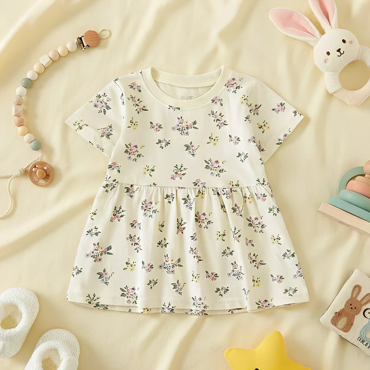 Sanlutoz Cute Clothing Holiday Short Sleeve Summer Floral Sweet Baby Dress Kids Girls