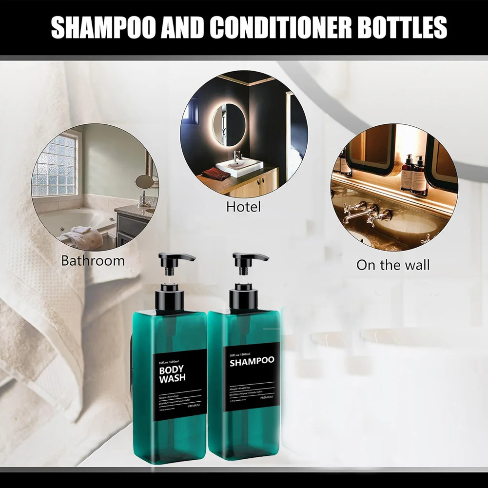 2 PCS 500ML Soap Dispenser  4-Colors Refillable Bathroom Lotion Conditioner Hand Sanatizer Empty Pump Bottle Kitchen Container