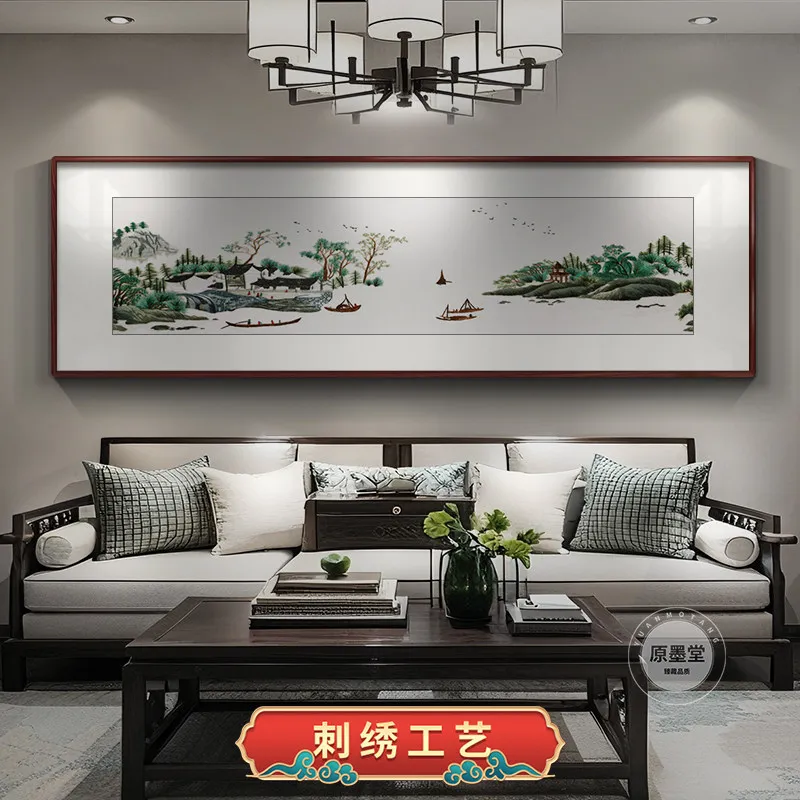 Suzhou Embroidery Boutique Landscape Painting Living Room Hanging Painting New Chinese Sofa Background Wall Decorative Painting
