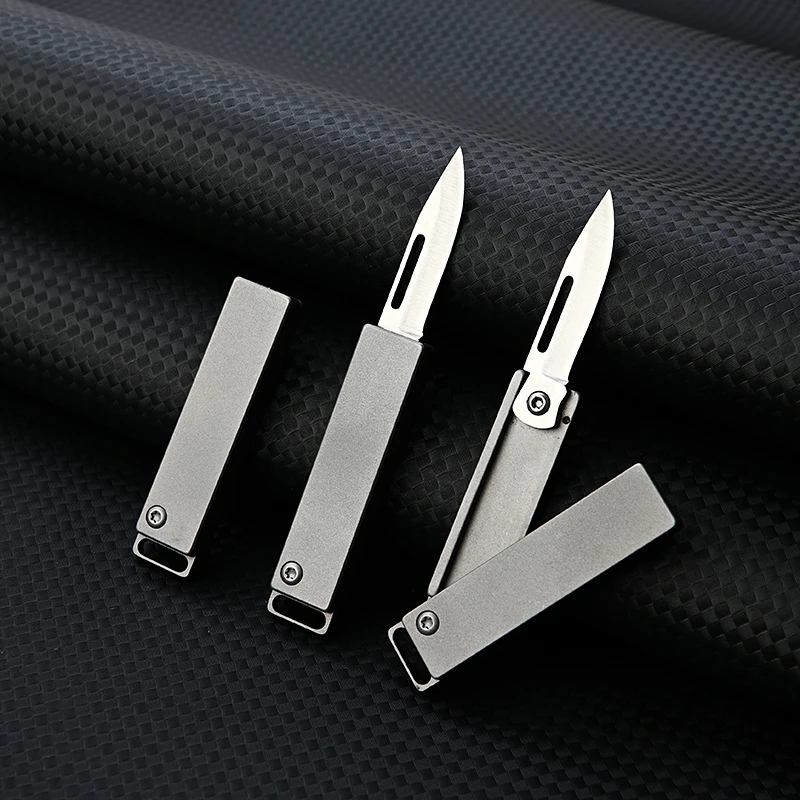 Titanium Alloy MINI Gear Folding Knife D2 Blade Multifunctional Outdoor EDC Self-defens Tool Outdoor Portable Utility Keychain