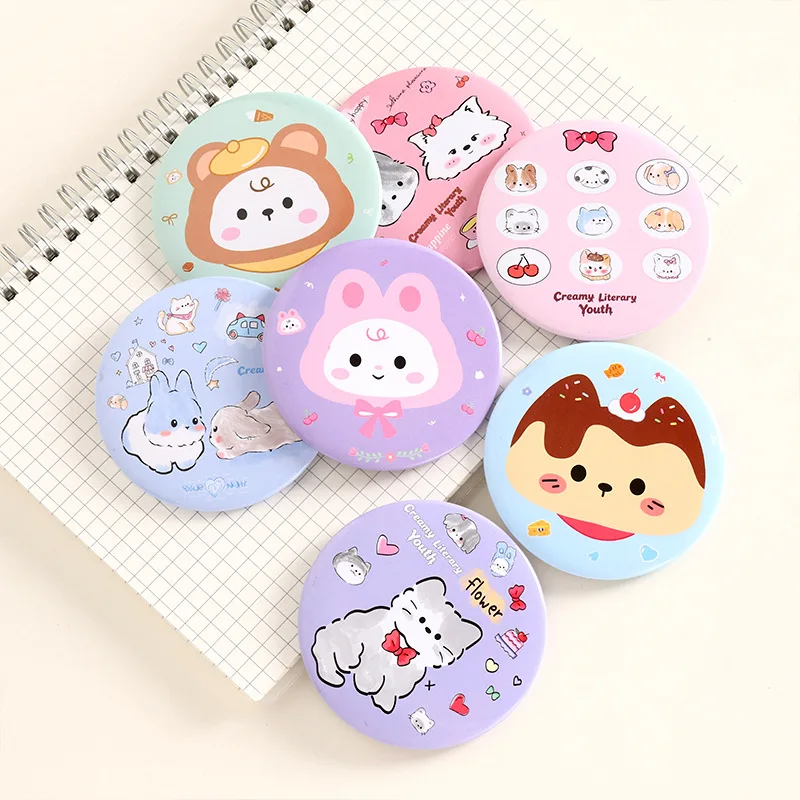 20 Pcs  Cartoon Kawaii Animal Panda Portable Mini Makeup Pocket Round Metal Mirror, Sweet For Women ,Girl,Wholesale ,Nice Gift