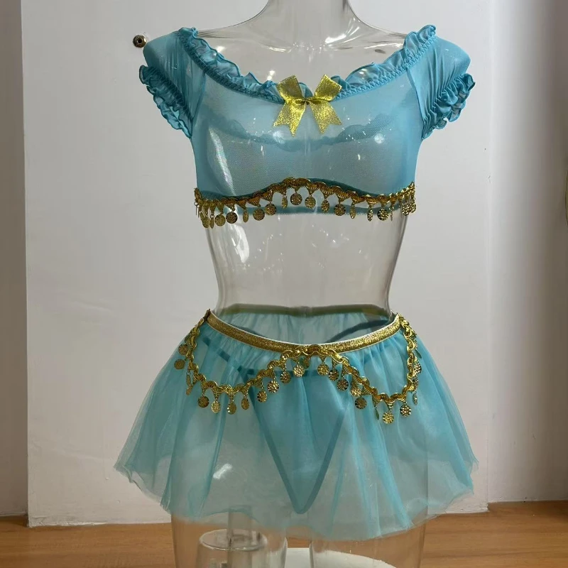 Lovermore エキゾチックな魅力のセクシーなセットランジェリーオフショルダースパンコールペンダント装飾魅惑的なチュールセックススーツ大人のセクシーなセット