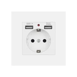 EU Standard Electrical Socket with USB Charging 5V 2A, Flame Retardant PC Panel 86*86mm Usb Wall Socket