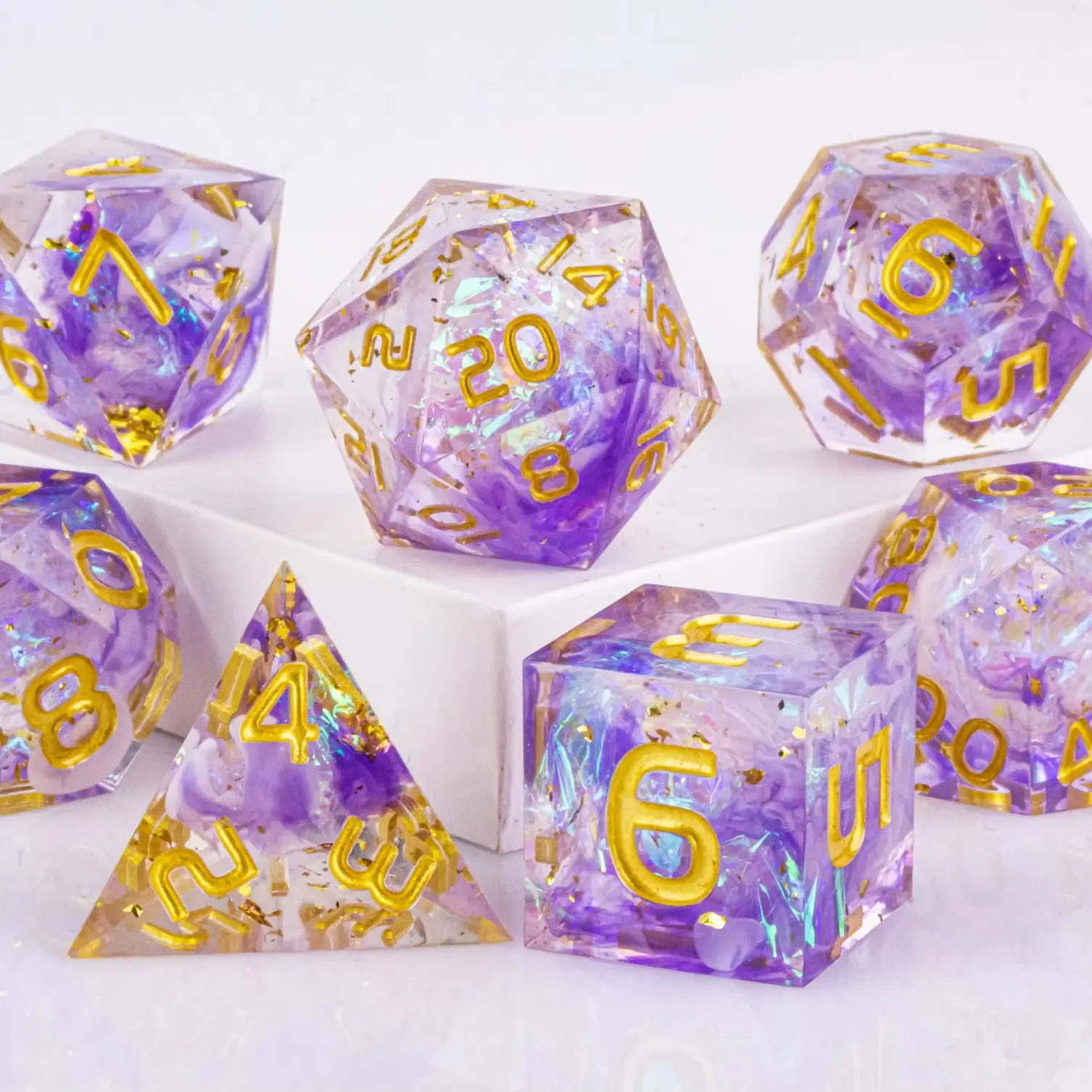 

Handmade Resin D20 Dice Set - Sharp Edged Polyhedral Dice for Dungeons And Dragons DND Gaming D&D Flower Dice Gift For Christmas