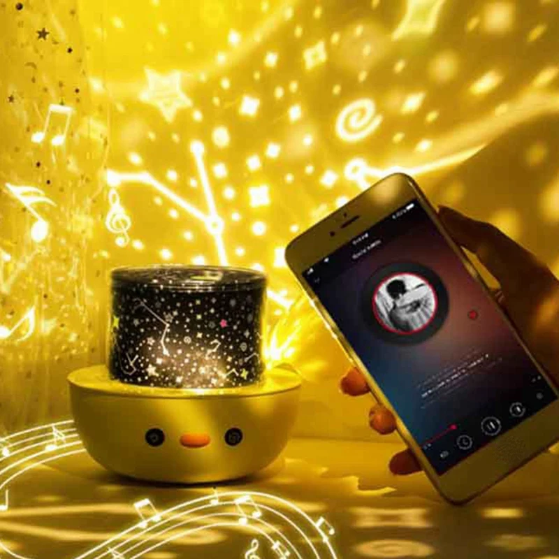 Proyector de música, luces nocturnas, universo recargable, cielo estrellado, lámpara LED giratoria con altavoz BT, regalo para niños y bebés