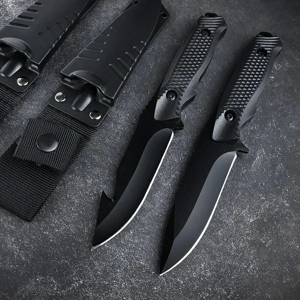 Cuchillo recto táctico multiusos para caza y acampada, cuchillo portátil para exteriores con funda, herramientas de autodefensa para supervivencia en el desierto