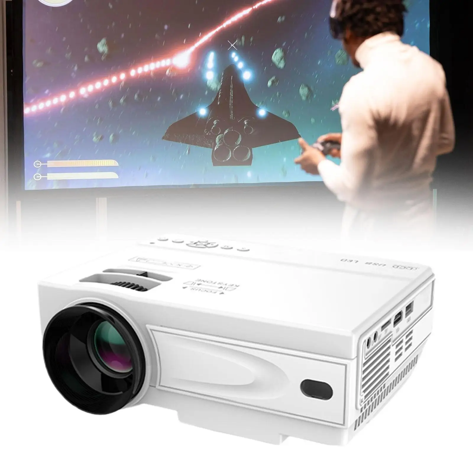 

WiFi Bt Projector Compact Movie Projector for Meeting Laptop TV Stick