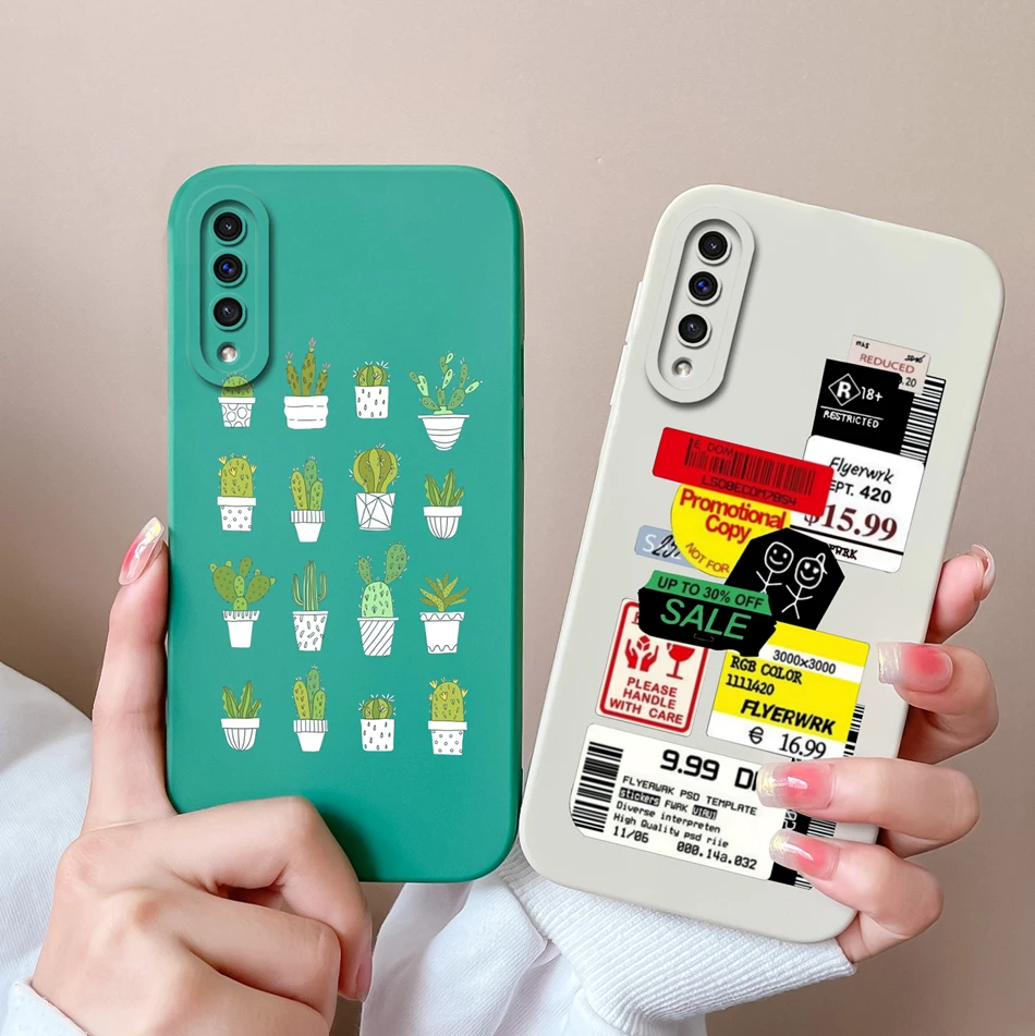 For Samsung Galaxy A50 A50S Phone Case Cartoon Liquid Silicone Full Coverage Anti Drop Shell For Samsung A 50 A50 S Bumper Funda