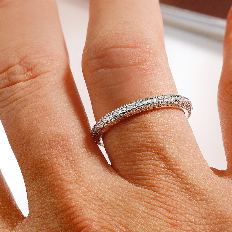 

OEVAS Full VVSI 1 мм кольцо с микроинкрустацией из муассанита для женщин 100% серебро S925 ювелирные изделия для свадебной вечеринки