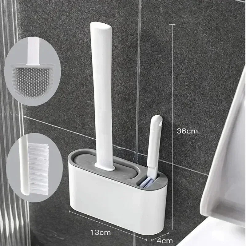 

toilet brushes wc Wall Hanging Silicone Toilet Brush with Holder Soft Bristles WC Cleaning Brush Bathroom Accessories