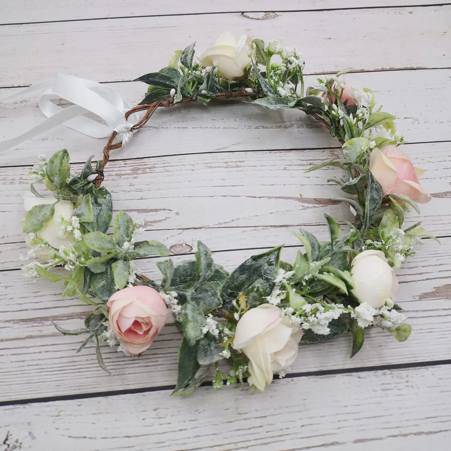 Bohemian Rose Flower Crowns For Women Girls Flower Headbands Bride Headpieces Floral Garland Wedding Wreaths Party Headwear