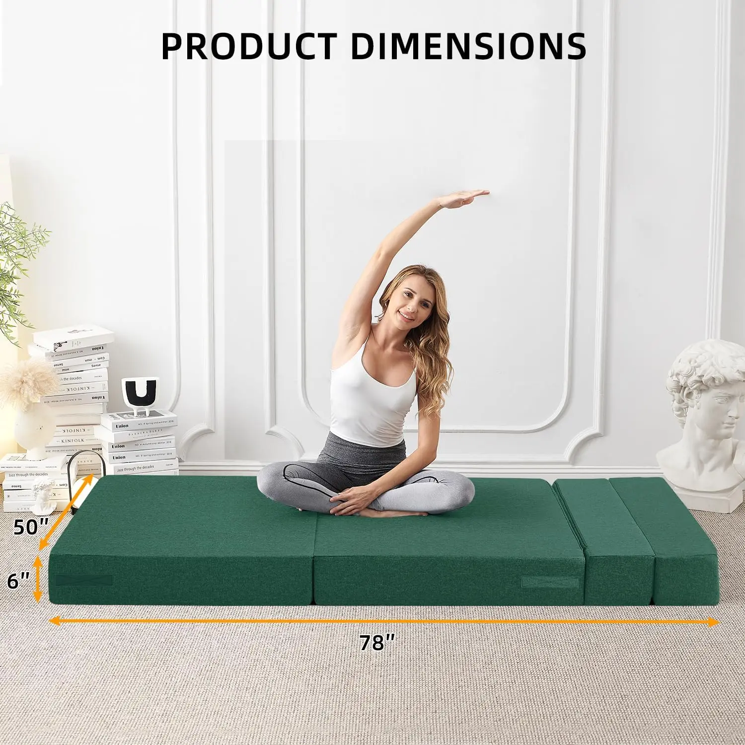 Convertible Folding Sofa Bed-Sleeper Chair with Pillow Modern Linen Fabric Floor & Futon Couch Foldable Mattress Full Size