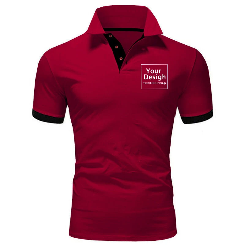 Summer Casual Polo Shirt Breathable Brand Custom Your Logo Personal Company Group Custom Logo Free Printed Short Sleeve T-Shirt