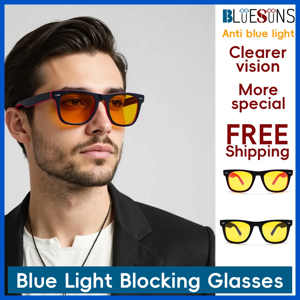 

New Large Frame Yellow Lens Anti Blue Light Glasses Game Glasses Protect Eye Health When Using the Screen