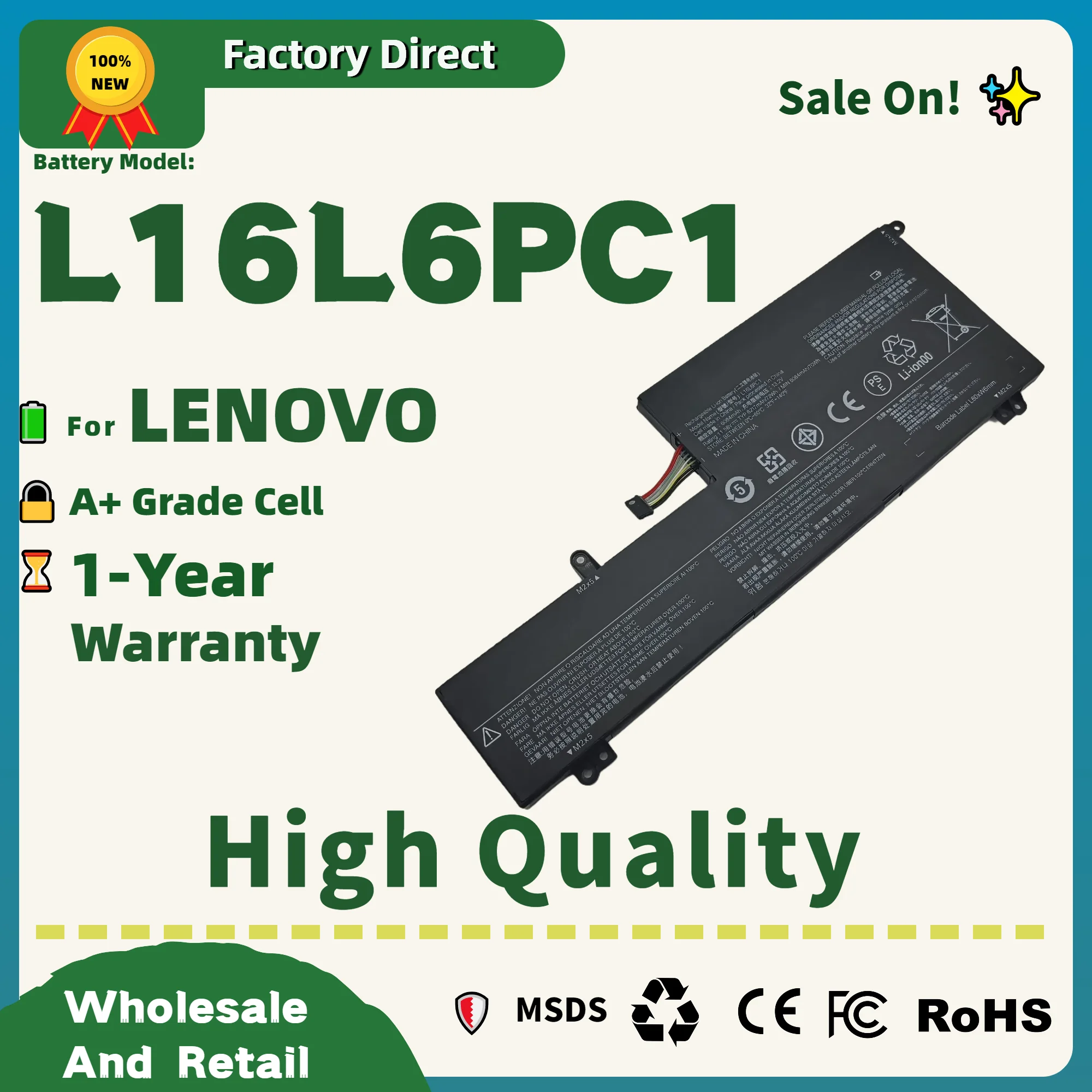

Factory Direct! L16L6PC1 L16C6PC1 Laptop Battery for Lenovo Yoga 720 720-15 720-15Ikb Series Notebook L16M6PC1 72WH