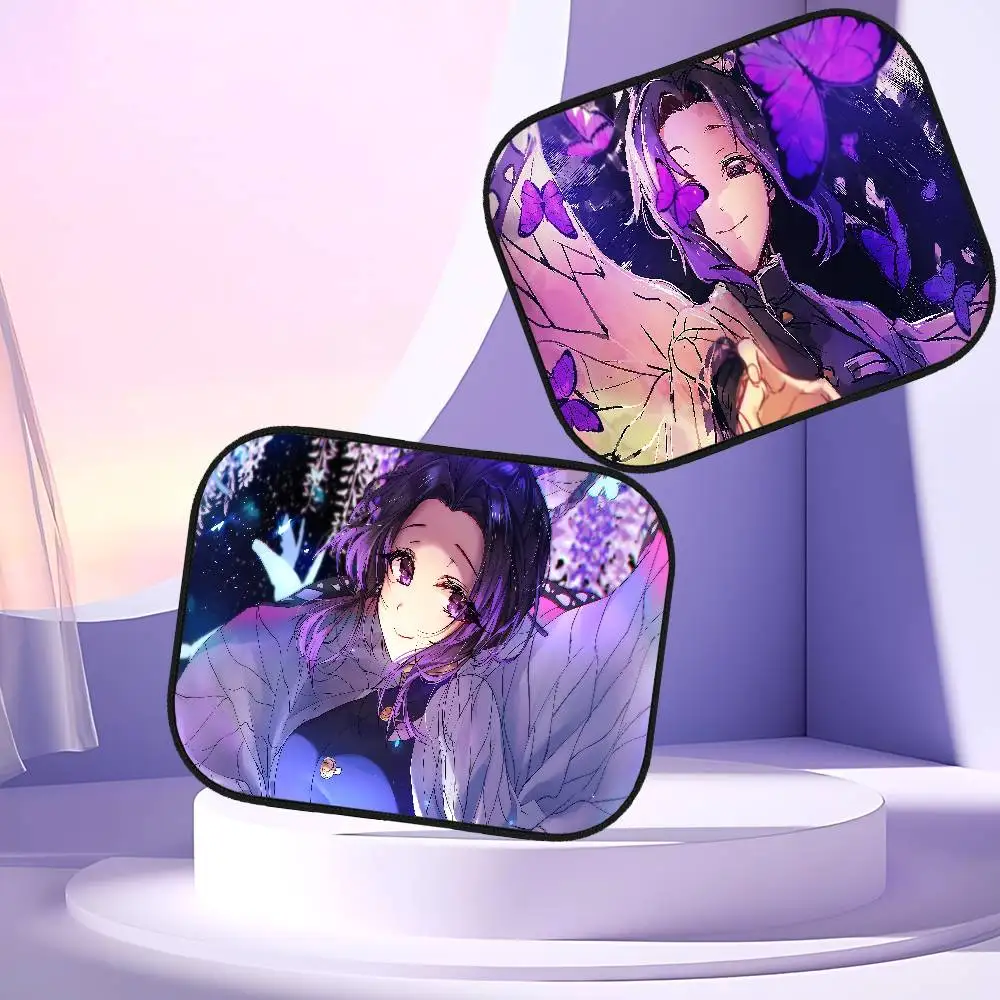 

D-Demon Slayer Kochou S-Shinobu Side Window Sun Shade For Car Electrostatic Curtains Anti-Glare Protection Cover UVR Blocking