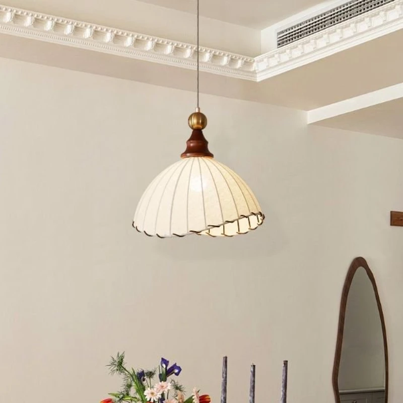 Francuskie lampy wiszące z tkaniny w stylu Wabi Sabi do salonu, jadalni, sypialni, oświetlenie sufitowe do mieszkania, nowoczesny wystrój pokoju z efektem atmosfery.