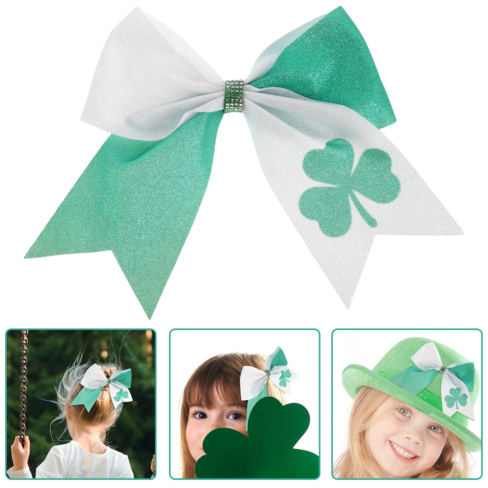 

Saint Patrick's Day Hair Clips Clover Bow Shamrock Green Glitter Alligator Hair Accessories Girls Children Party Decor