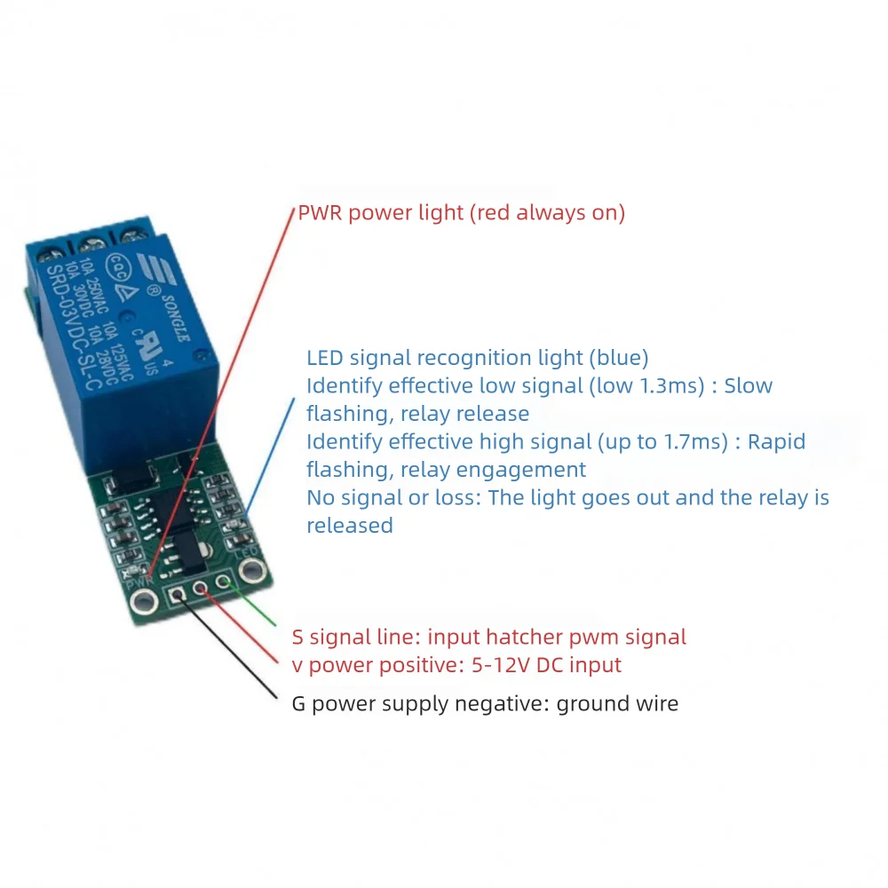 

PWM Signal to Relay Switch Signal Module Receiver to Relay Signal Model Aircraft Lamp Electronic Switch Remote Control Module