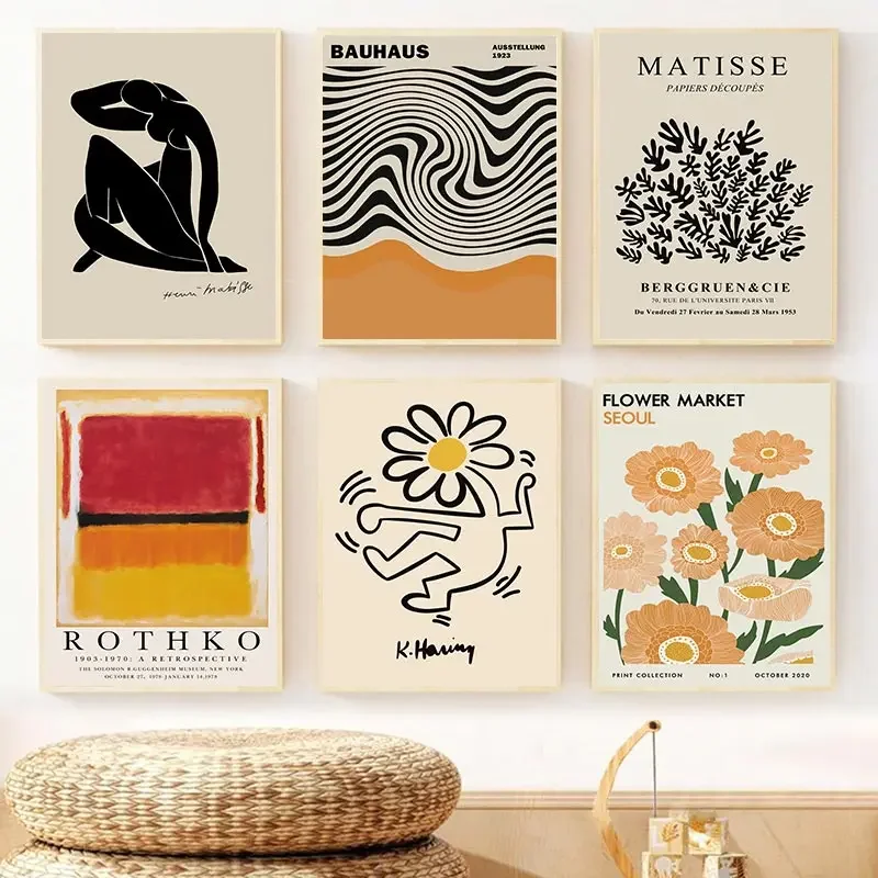 Abstract Yayoi Kusama Bauhaus Wall Art Matisse Mark Rothko Posters and Prints Flower Market Canvas Painting Wall Picture Decor