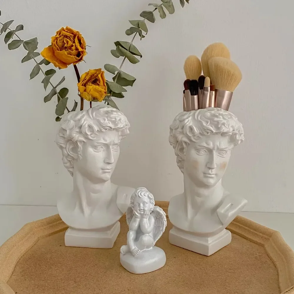 Resin David Vase Face Head Interior Decorative Flowerpot Modern Jars Home Decoration Flower Arrangements Desktop Art Sculpture