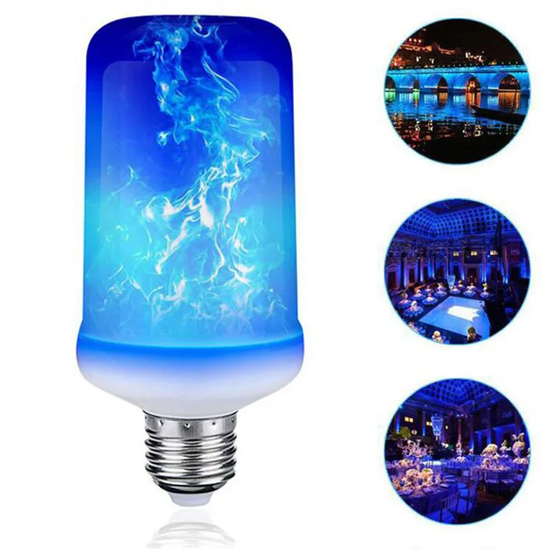 Z20 LED Flame Effect Decorative Bulb 4 Modes LED Dynamic Flame Blue Light Creative Corn Bulb Flame simulation effect Night light