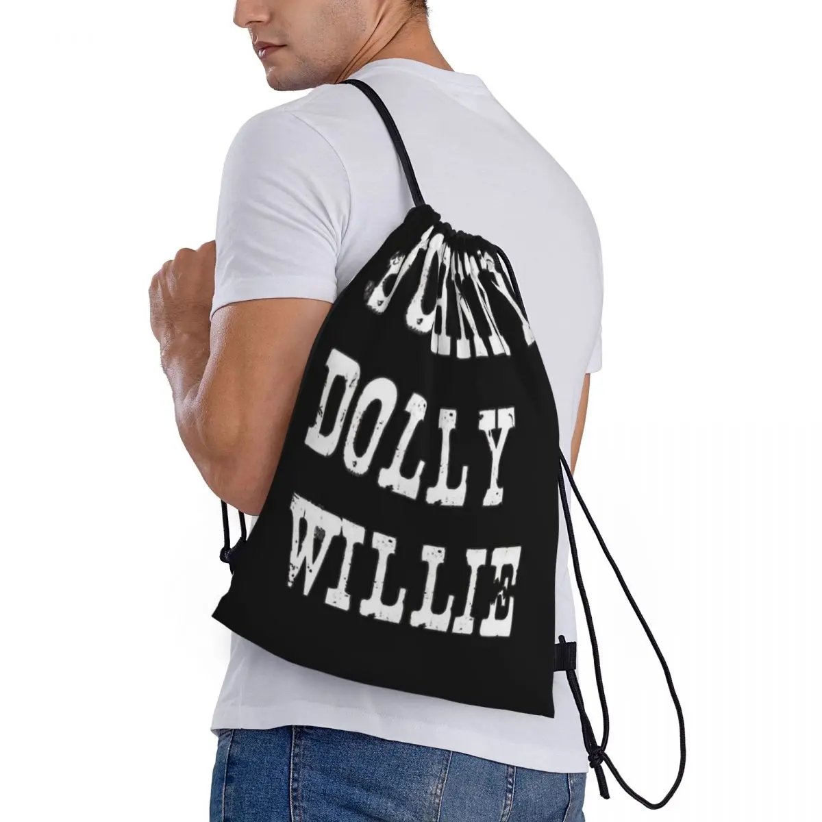 Bolsa con cordón con logotipo de patrón personalizado, Johnny,Dolly,Willie, mochila de viaje, bolsa de almacenamiento para estudiantes, Bolsa Escolar ꦫ