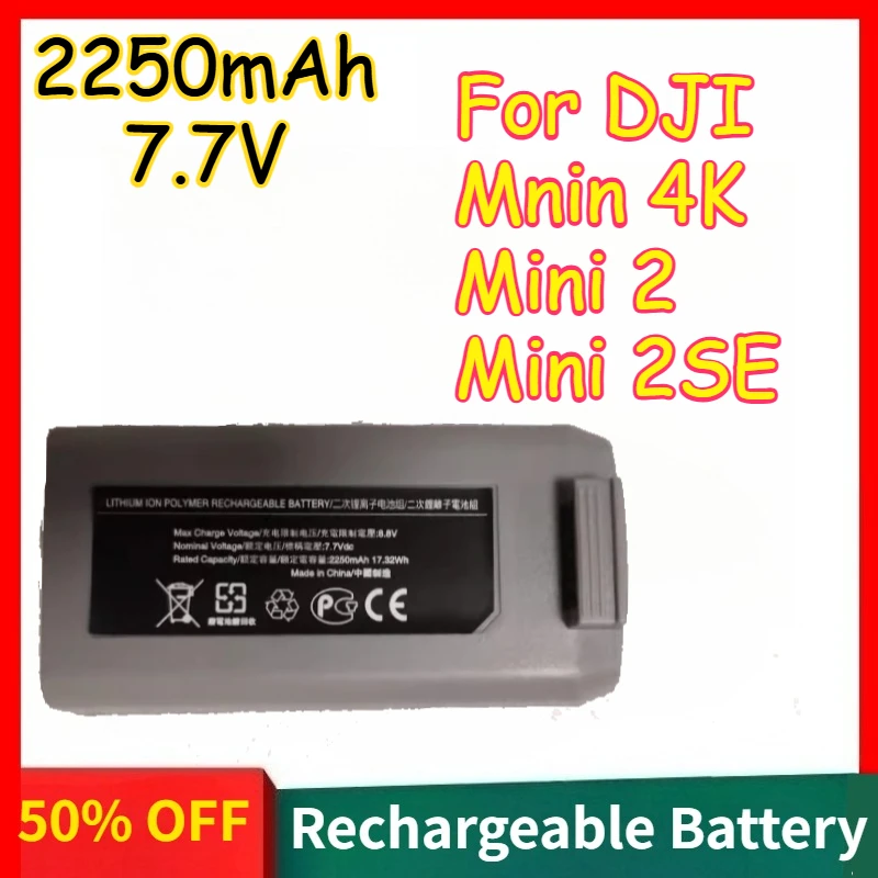 

Drone Battery for DJI Mnin 4K/Mini 2/SE 7.7V 2250mAh Intelligent Flight Battery Accessory