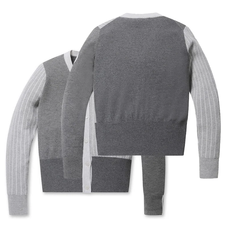 سترة نسائية مفتوحة بألوان متباينة لموسم الخريف، سترة رياضية فاخرة بياقة على شكل V للجولف، متعددة الاستخدامات وعصرية بأكمام طويلة #2