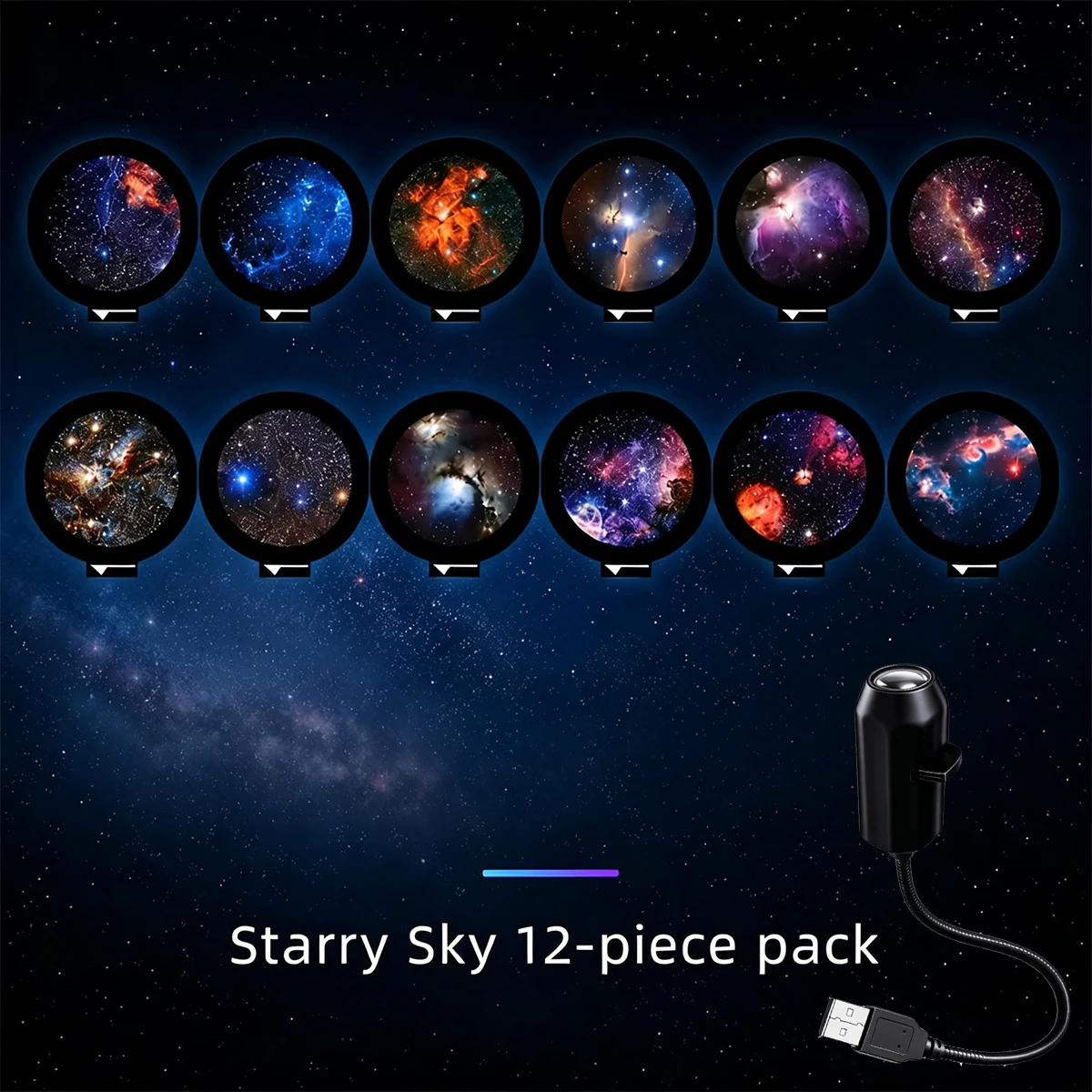 Auto-Sternenhimmel-Projektorlampe, USB-betrieben, Galaxie-Nachtlicht mit 17-12 Galaxiefolien, flexiblem Hals, automatische Deckenbeleuchtung, romantische Beleuchtung