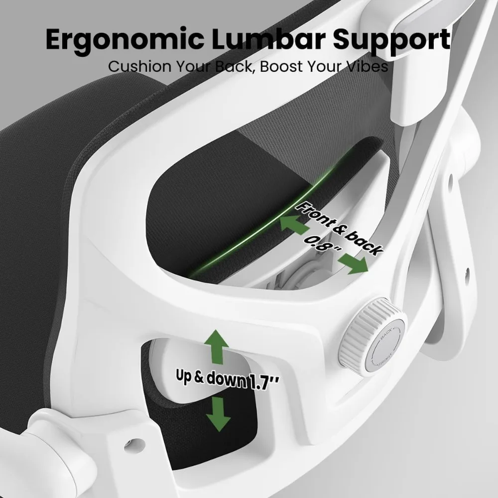 Ergonomic Home Office Chair with Adjustable Lumbar Support and Armrests, Comfortable Computer Desk Chair with Headrest