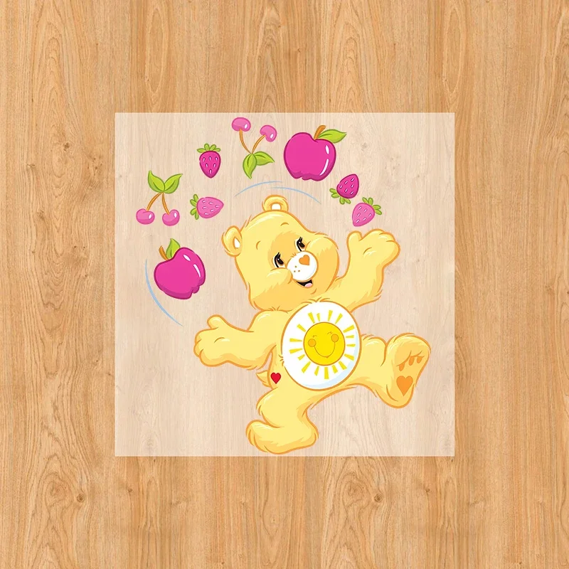 Kawaii Care Bears ความร้อนสติกเกอร์การ์ตูนอะนิเมะสําหรับ T เสื้อ Hoodie เสื้อผ้า DIY เด็กแพทช์เหล็กบน Transfer Applique ของขวัญ