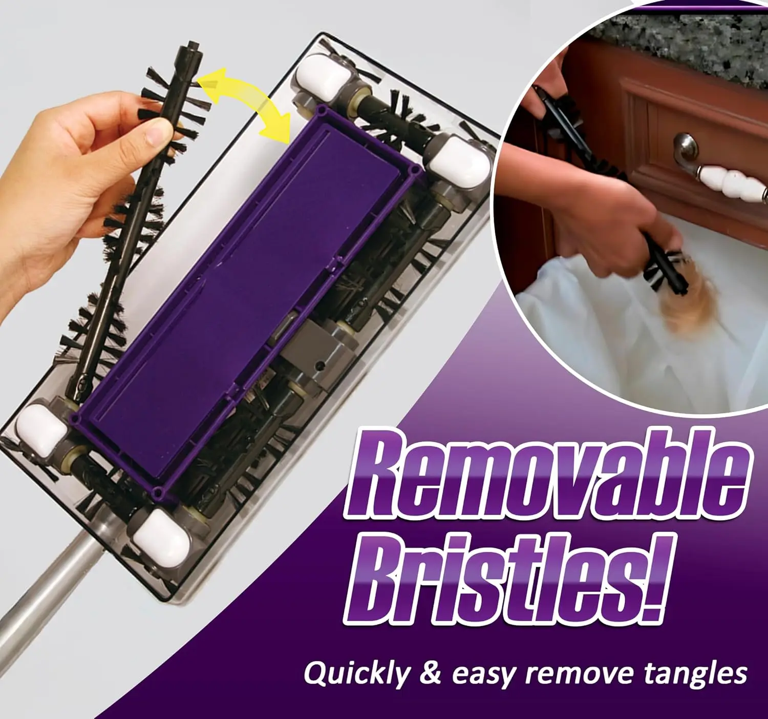 

Cordless Electric Floor and Carpet Sweeper with Rotating Brush for Efficient Cleaning, Quad Brush Technology- Purple