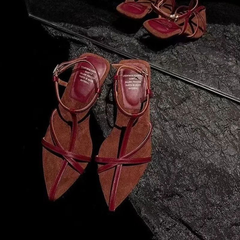 女性のハイヒールサンダル夏の靴高級牛革ストラップスリングバックフェミニンな結婚式の高級サンダル女性デザイナー