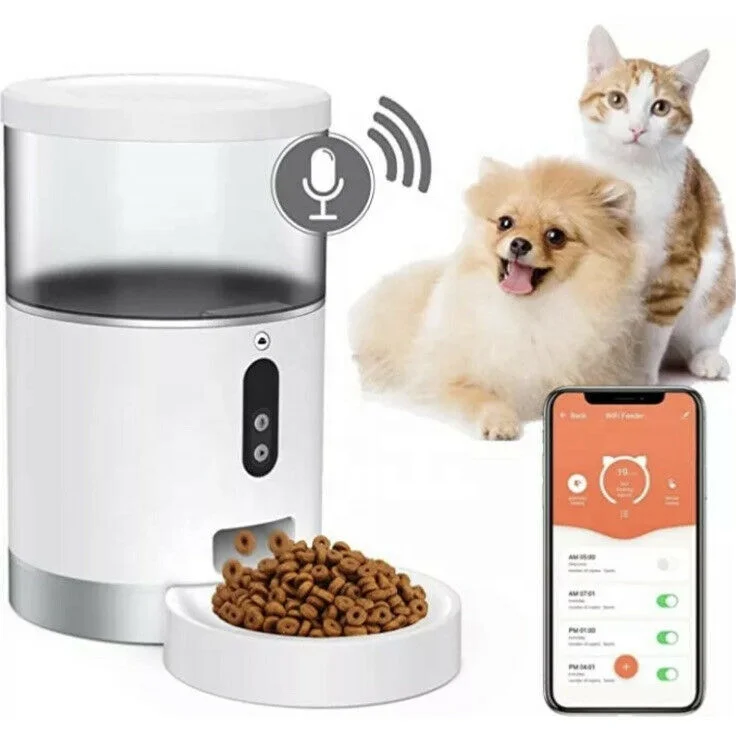 

New Product 4L Smart Pet Feeder Support Automatic Feeding and Remote Feeding Voice Record Intellectual Food Dispenser