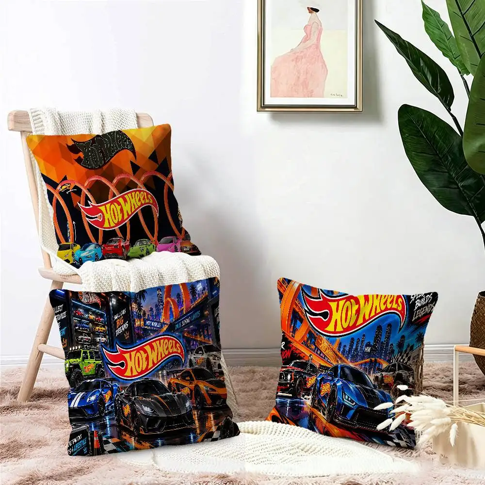 Cartoon Hot Wheels Toy Pillow Cushion Cover Pillowcase Living Room Sofa Home Decor Customized