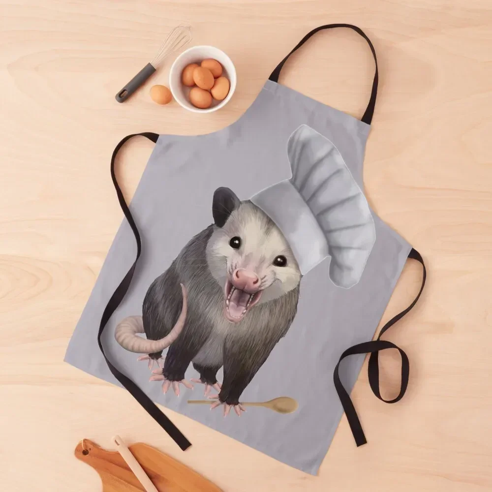 

Chef Opossum - cute possum in a chefs hat Apron Customizable Beauty Apron