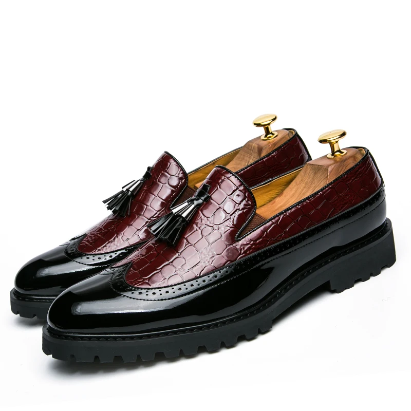 

Men's Loafers Fashionable Low Cut Breathable Formal Shoes Comfortable Anti Slip Business Wedding Party Shoes Burgundy Footwear